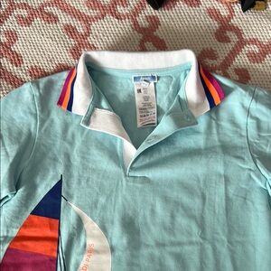 Lacoste Light Blue Polo with Multicolor Collar